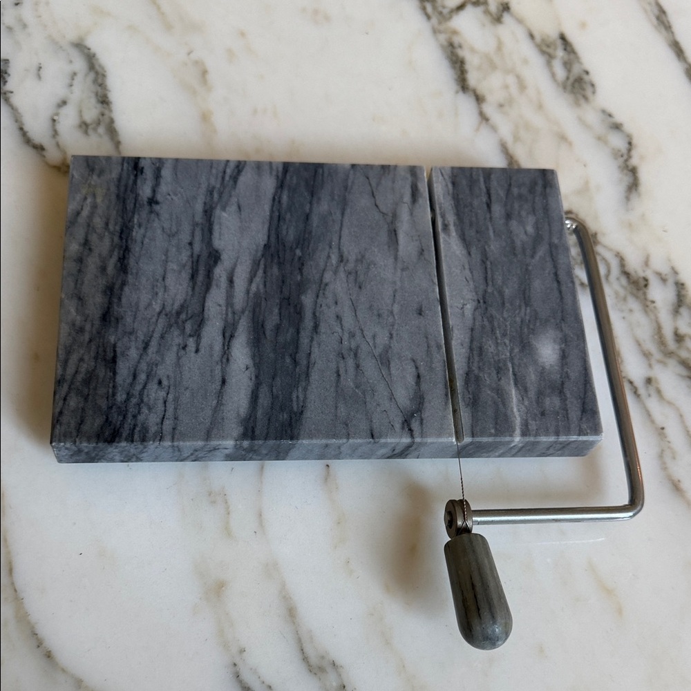 Marble Cheese Cutting Board Board w slicer (darker gray)
